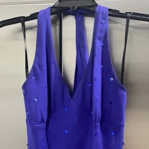 Sequenced blue halter dress